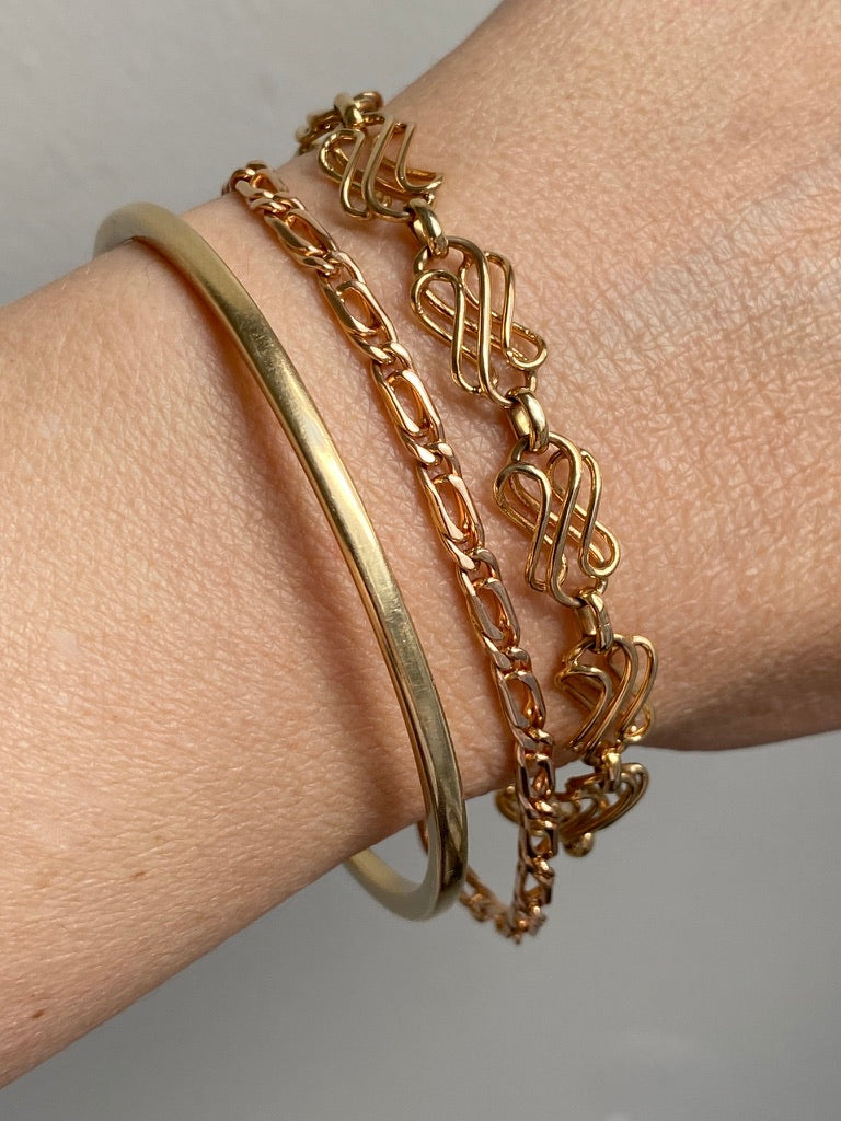 Vintage Scandinavian 14k solid gold bangle 1967-1973 - 8 inch interior circumference