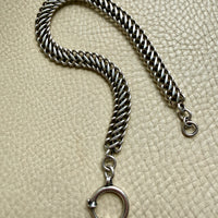 antique silver watch chain with oversized bolt clasp