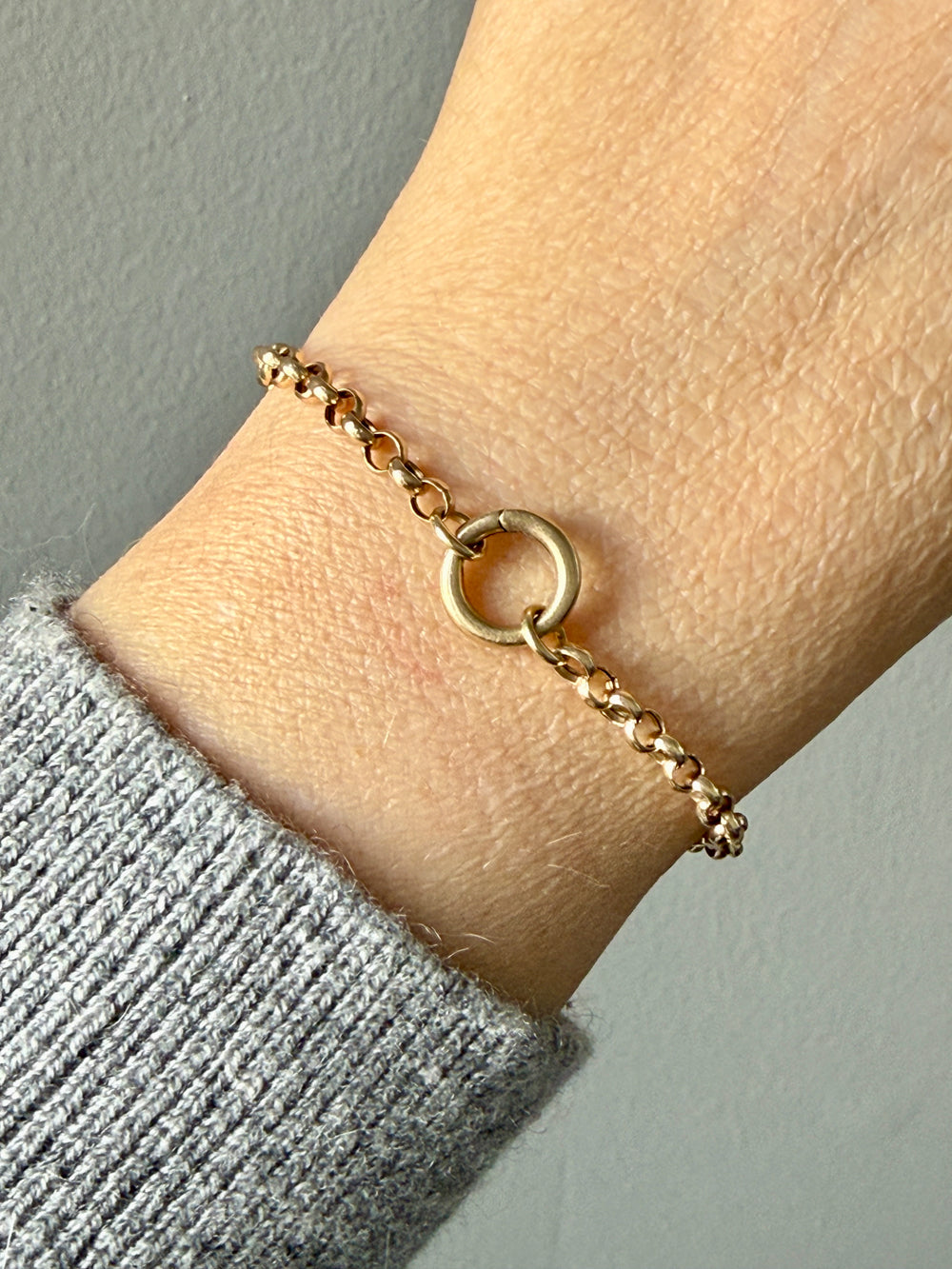 Vintage 14k Gold Rolo Chain Bracelet with Push Clasp – 6.7 Inch Length
