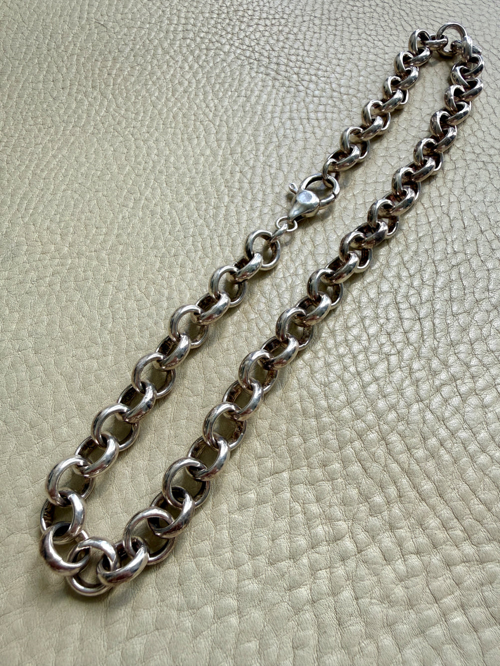 Chunky Chubby Sterling Silver Vintage Rolo Link Necklace – 18 Inch Length