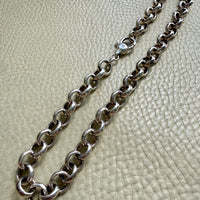 Chunky Chubby Sterling Silver Vintage Rolo Link Necklace – 18 Inch Length