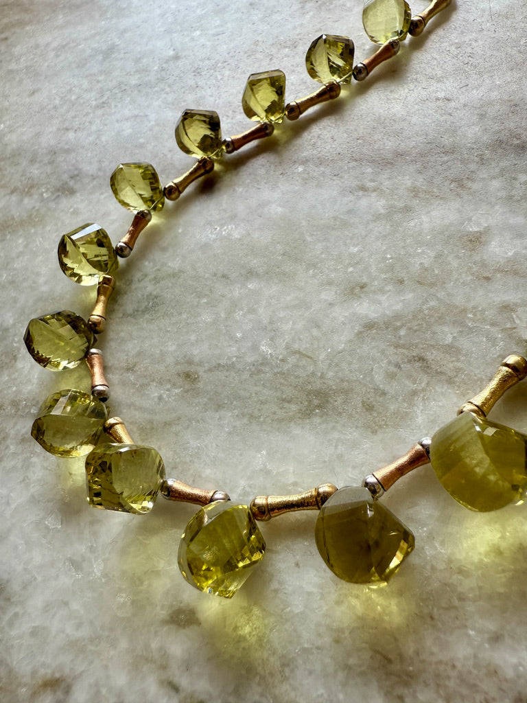 JUICY! Graduated Lemon Quartz and 14k gold necklace - 18 inch length