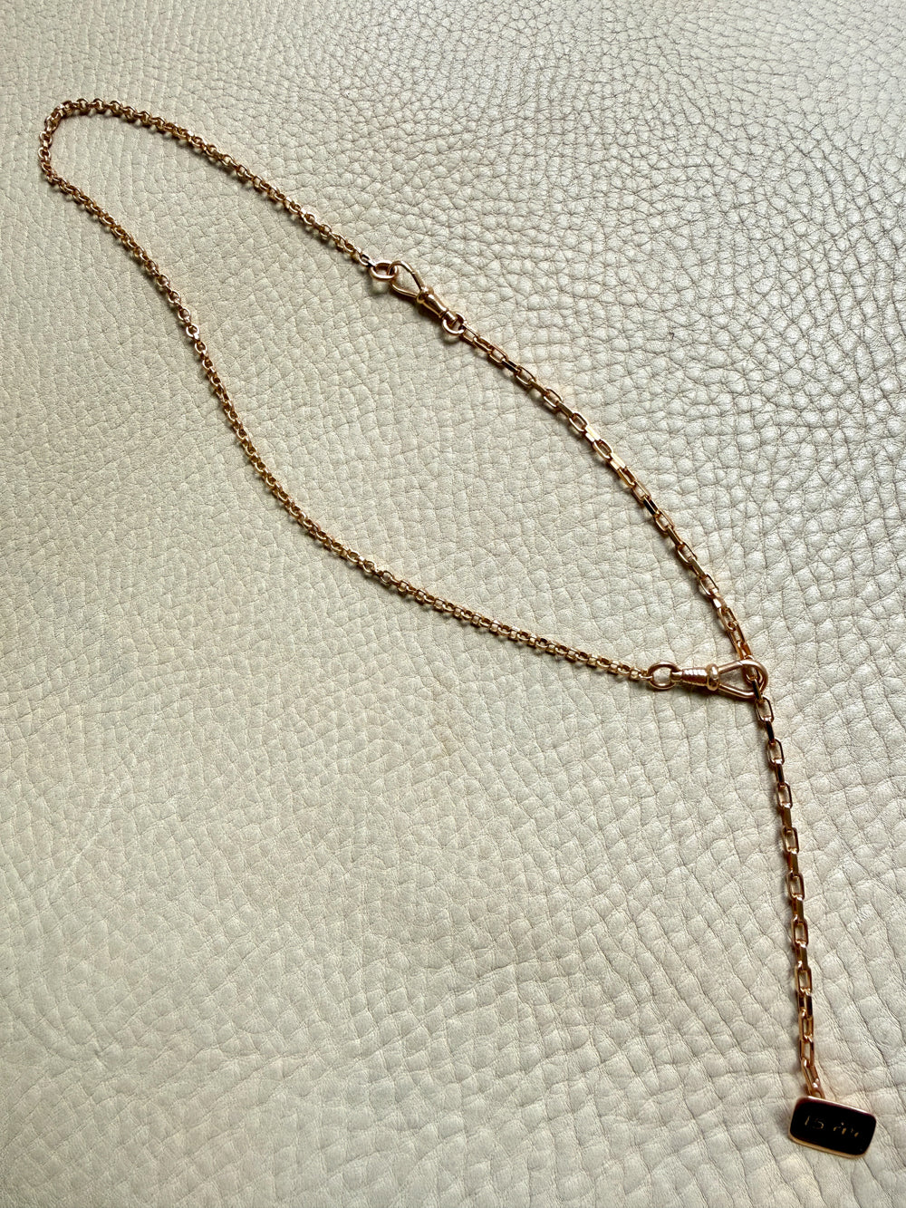 Antique Rolo Link Watch Chain - bracelet or necklace extender in 18k gold - 12 inch length