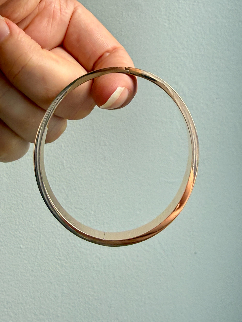 1960s era Vintage Danish 14k Gold Hinged Bangle Bracelet – 7 inch Interior Circumference