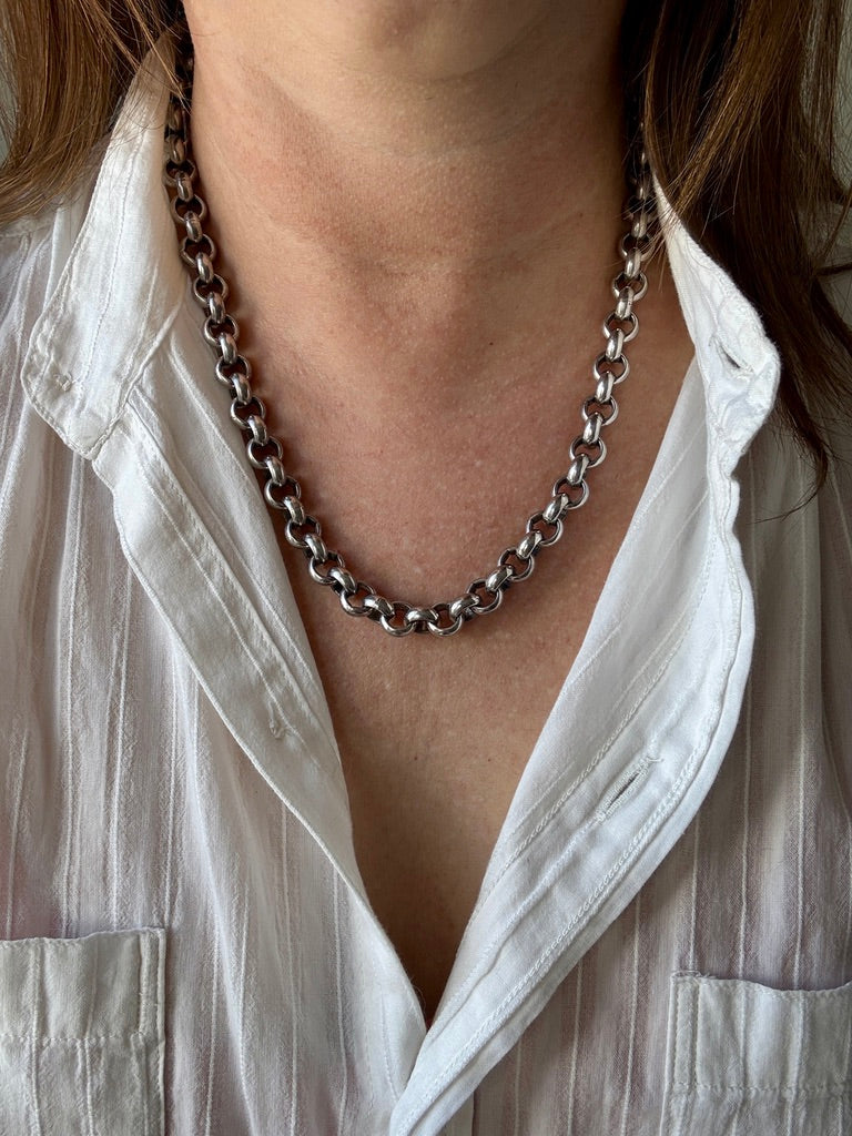QUITE A ROLO! Chubby 91 gram Silver Rolo Link Necklace with - 19.9 inch length