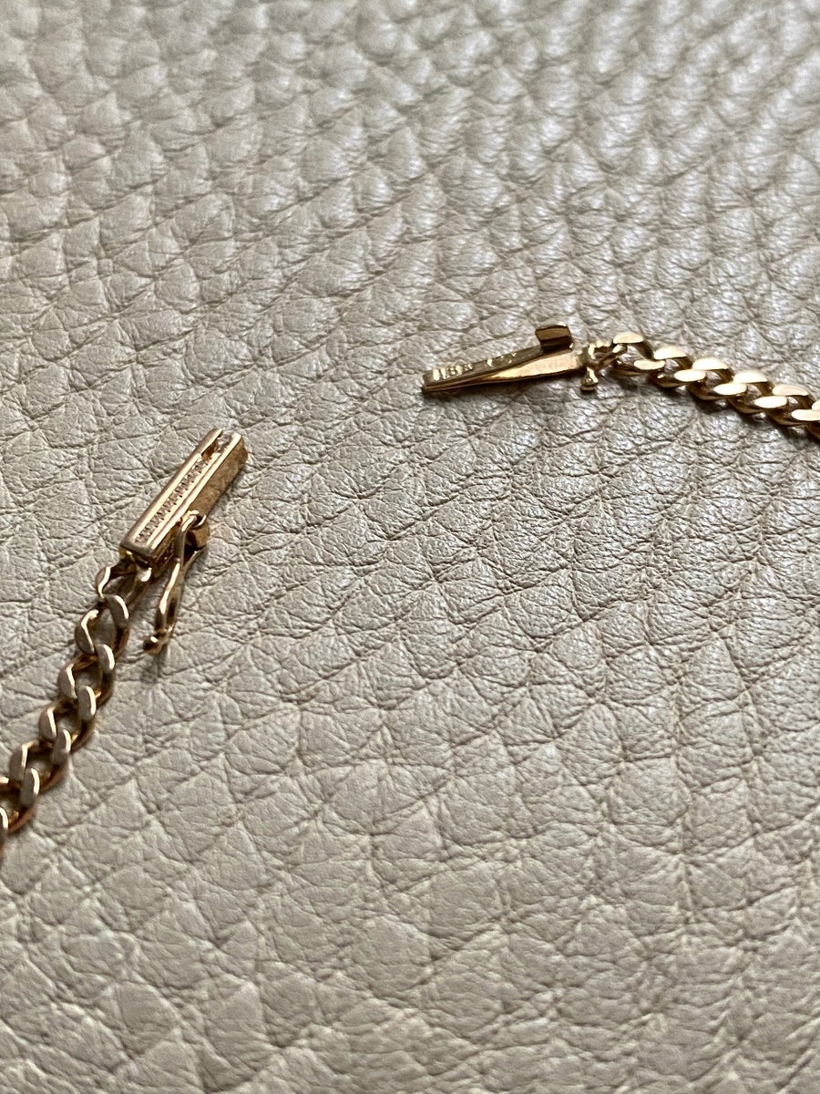 Vintage 18k gold skinny curb bracelet - 8 inch length