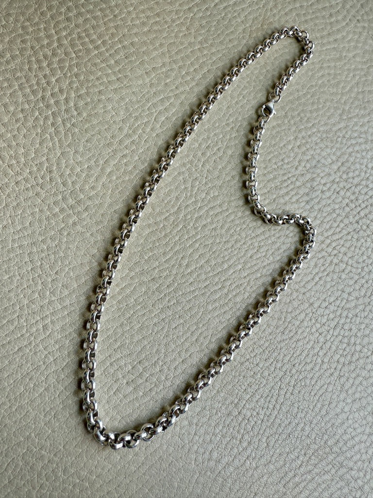 Chubby Vintage Silver British Rolo Link Necklace- 18 inch length
