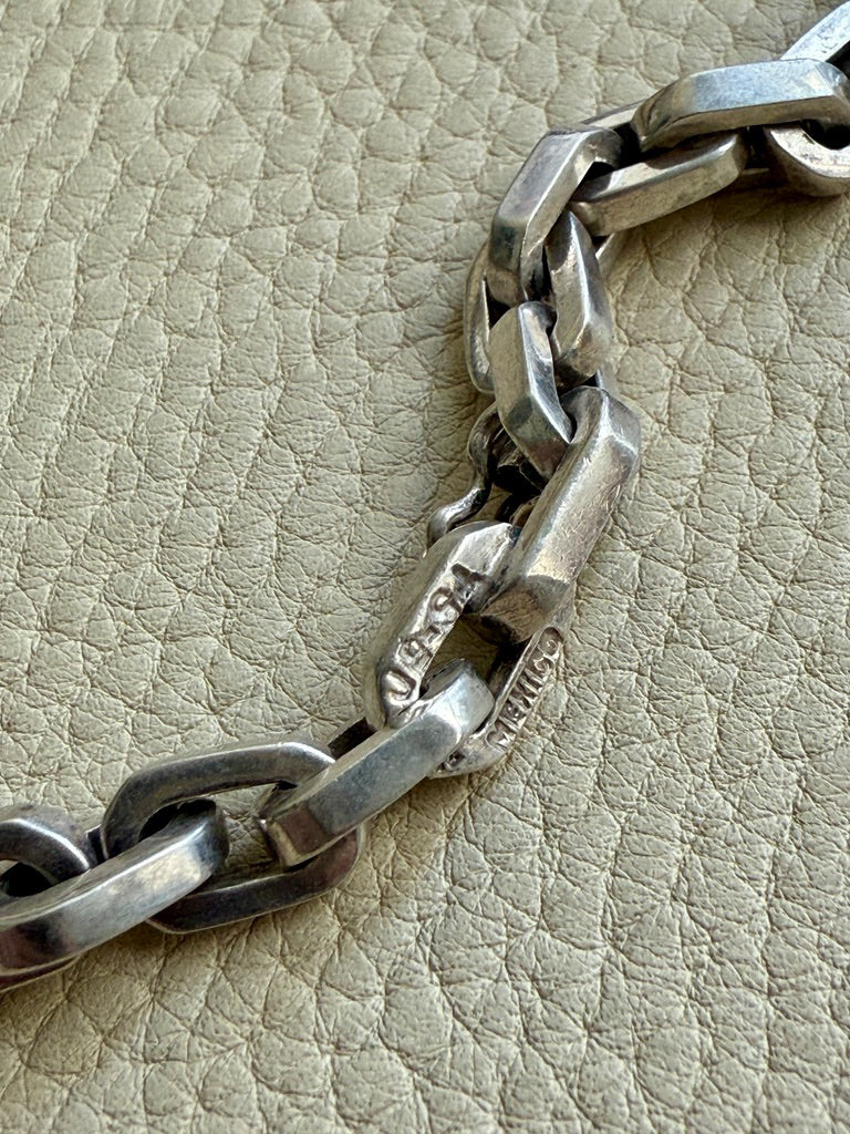 UNIQUE Chunky Sterling Silver Taxco Graduated Link Necklace - 22.9 inch length