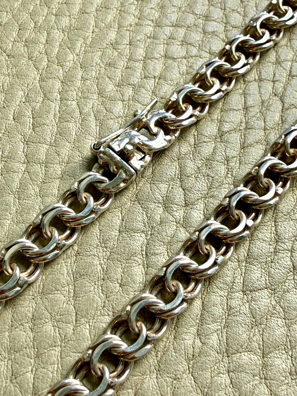 Vintage Sterling Silver Double Link Curb Chain Necklace – 17 Inch Length