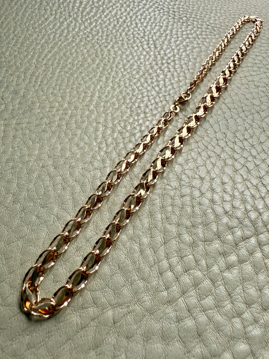 1960 Swedish Vintage Tulip Link Necklace in Rosy 18k gold - 16.3 inch length