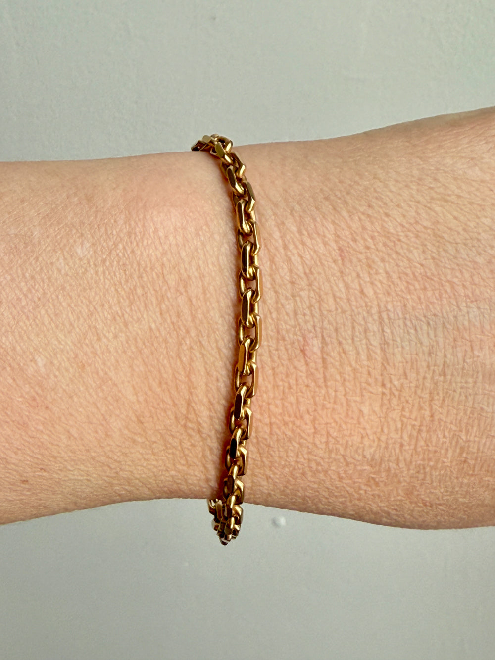 1953 Swedish Vintage 18k Gold Biker Link Bracelet 3.6mm width - 7.3 inch length