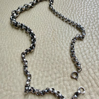 Silver Rolo Link Necklace Graduated Width - 16.8 inch length