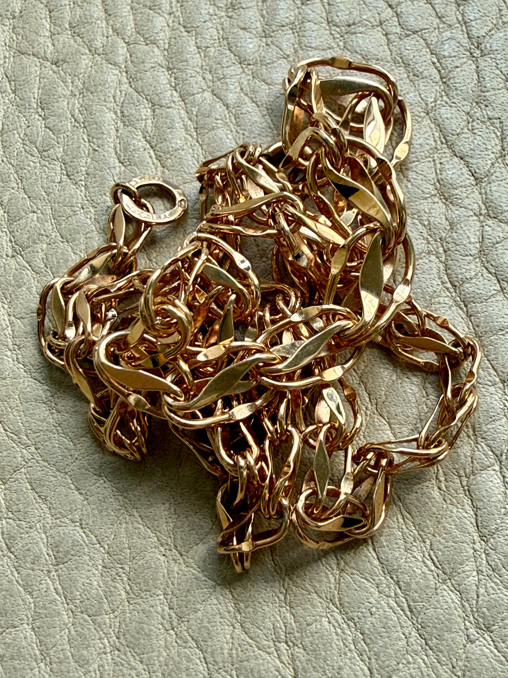 1959 Vintage Signed 18k Gold Tulip Link Chain Necklace – 16.5 Inch Length