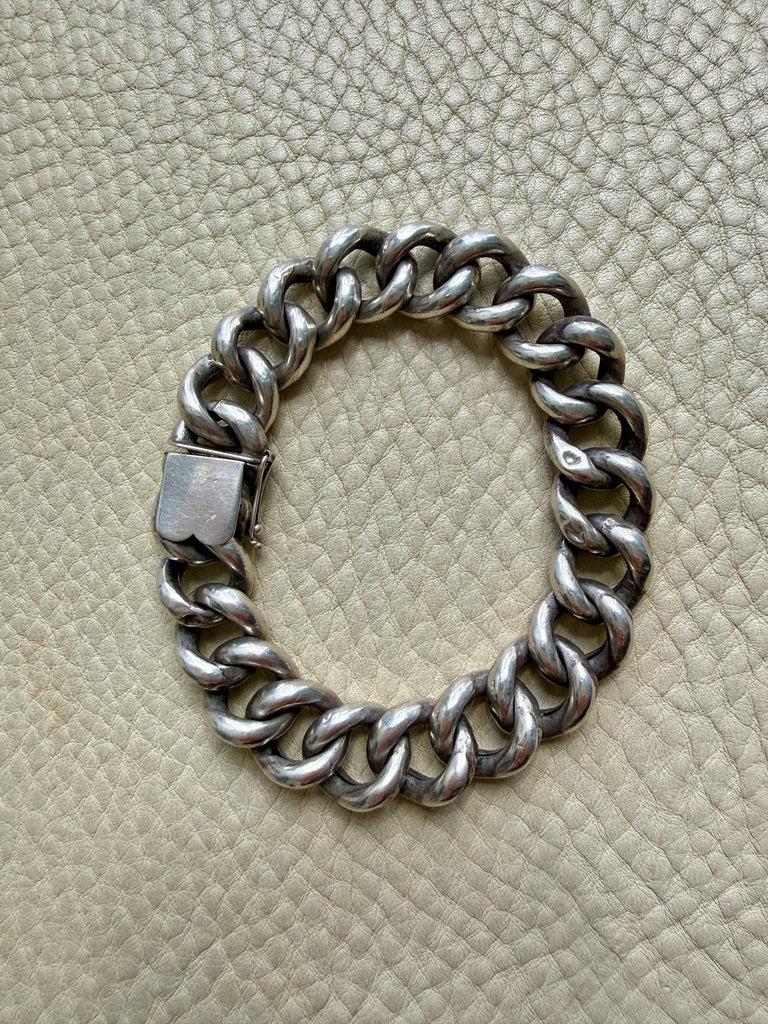 Vintage Swedish Puffy Curb Link Bracelet 830 Silver – 7.5 inch interior circumference