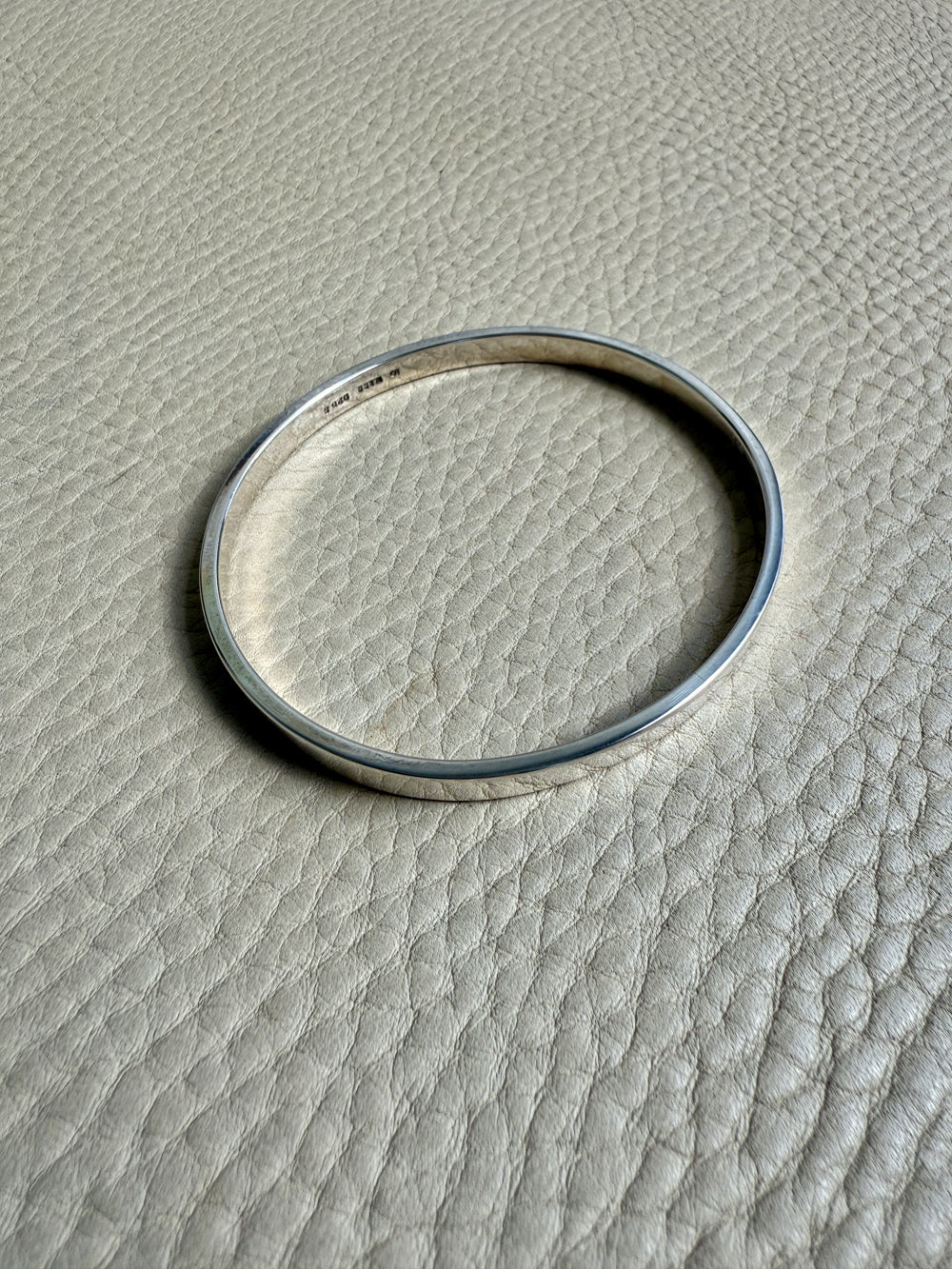 Heavy Solid Bangle Signed - Solid Sterling Silver - 7.7 inch interior circumference