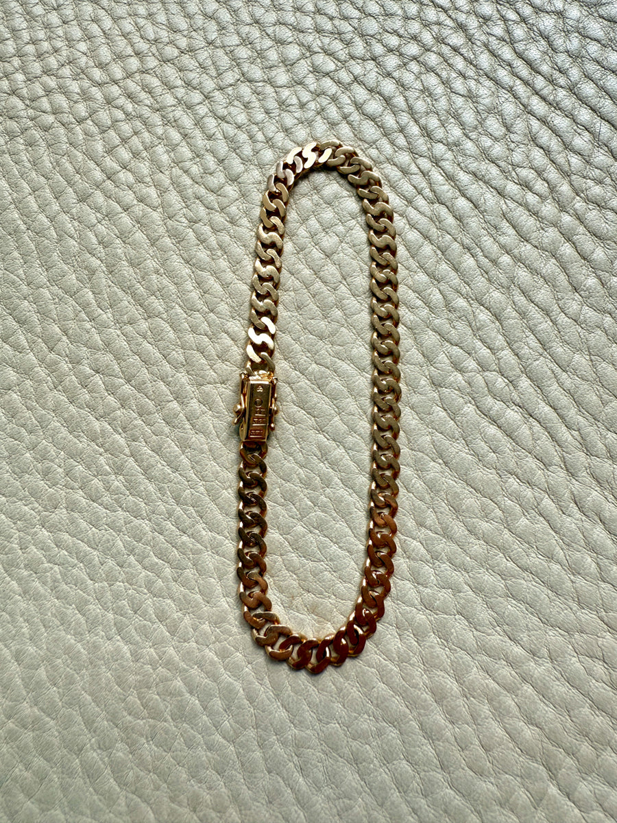 SILKY! 1960 Pressed curb link 18k yellow gold bracelet - 7.3 inch length