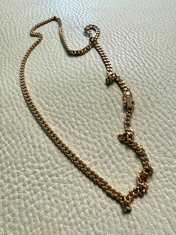 18k Gold Chubby Round Curb Link Chain Necklace - Swedish Vintage - 20 inch length