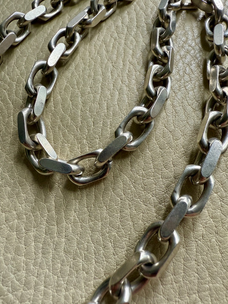 CHUNKY Vintage Sterling Silver Biker Chain Necklace - 21.3 inch length