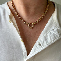 Chubby! 18k Gold Rolo Link Necklace with Large Bolt Clasp - 17.8 inch length
