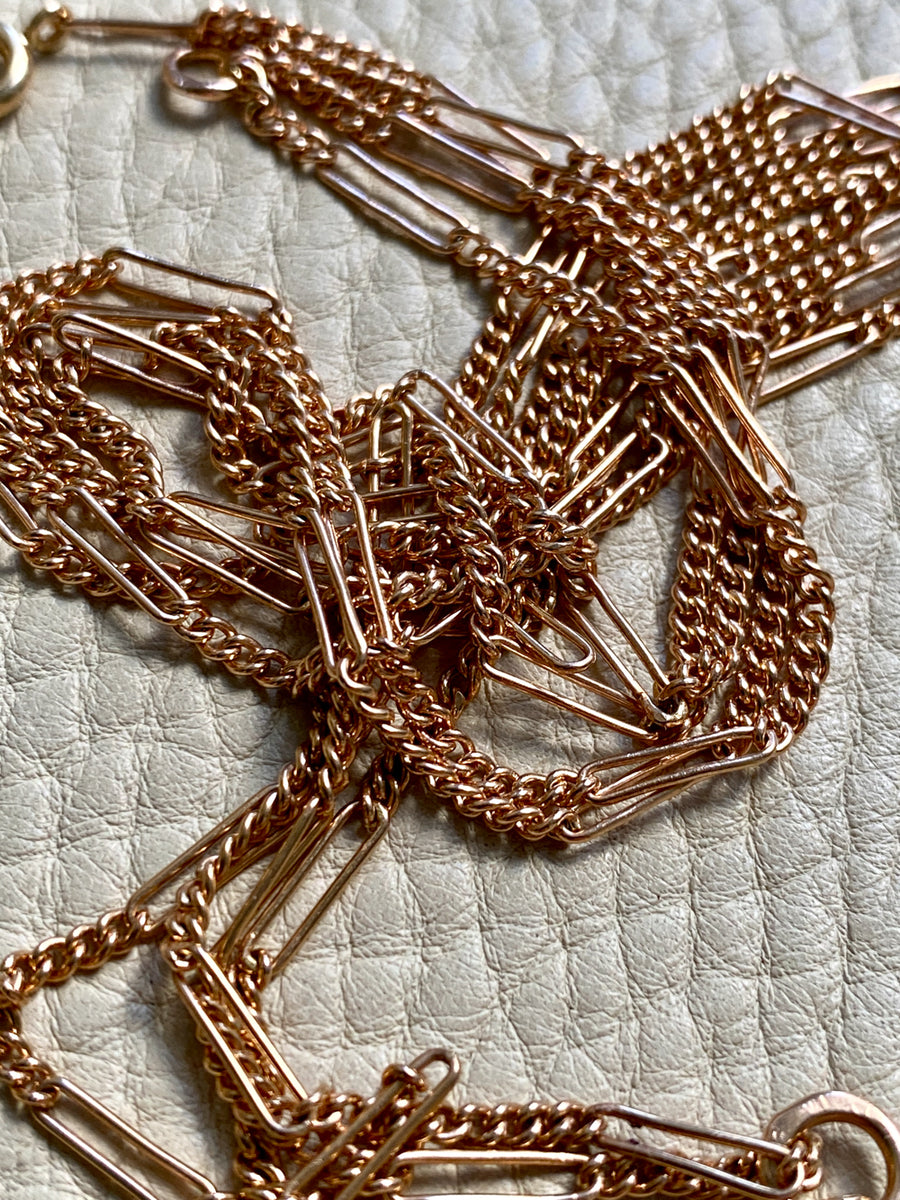 Swedish Antique Longuard Chain as Double Length Necklace in 18k gold - 21 inch length