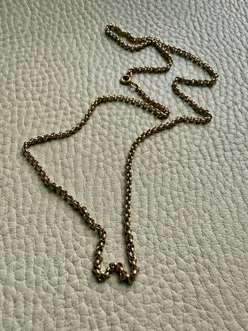 Vintage 9k Gold Rolo Link Chain Necklace - 18.8 inch length