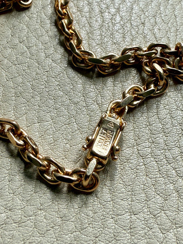 CHUNK!! Vintage 18k Gold Biker Chain Necklace 4.5mm width - 19.8 inch length