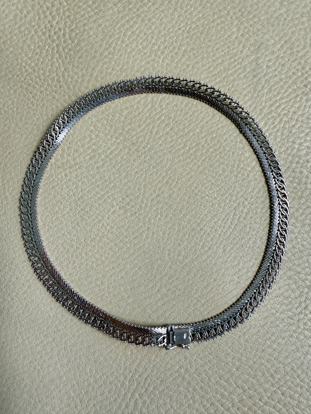 Silver Handmade Crosshatch Link Necklace - 17.1 inch length