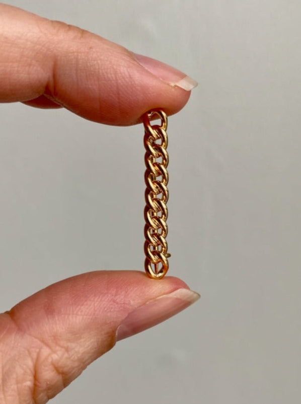 1915 Antique Chain Link Brooch Pin 18k Gold - 1.25 inch length