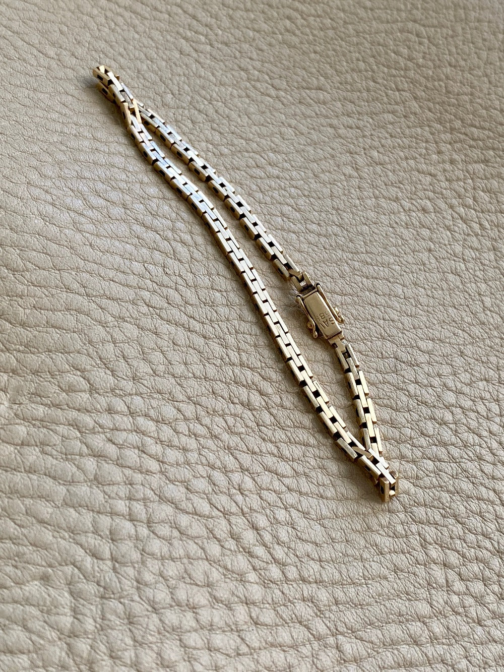 Danish vintage 14k slim brick link bracelet