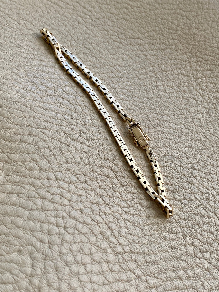 Danish vintage 14k slim brick link bracelet