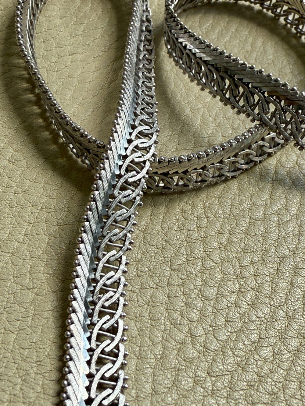 Silver Handmade Crosshatch Link Necklace - 17.1 inch length