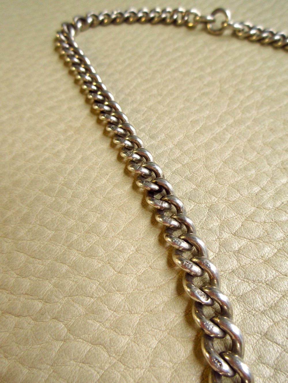 1894 Antique British Sterling Silver Curb Link Watch Chain – 14.75 Inch Length