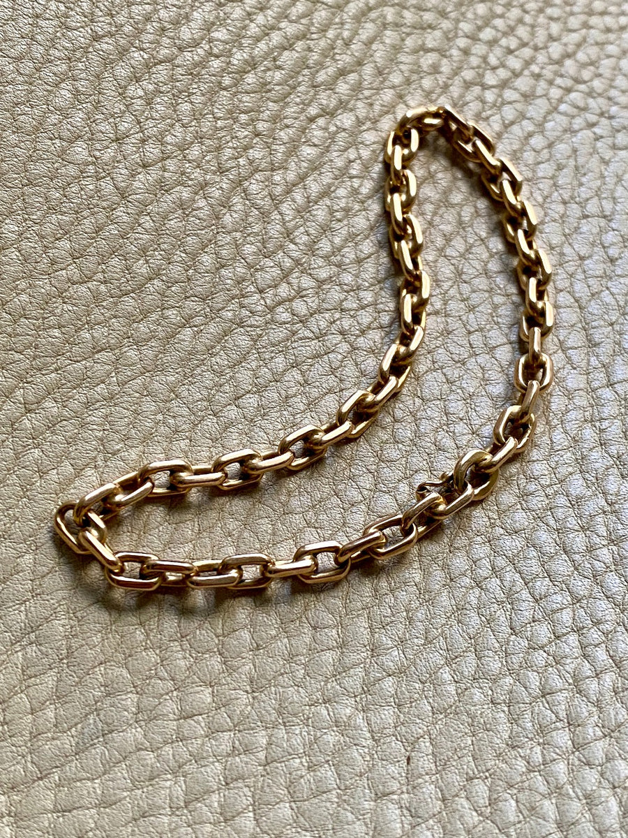 Swedish 18k gold anchor link bracelet 4.4mm width - 8.5 inch length
