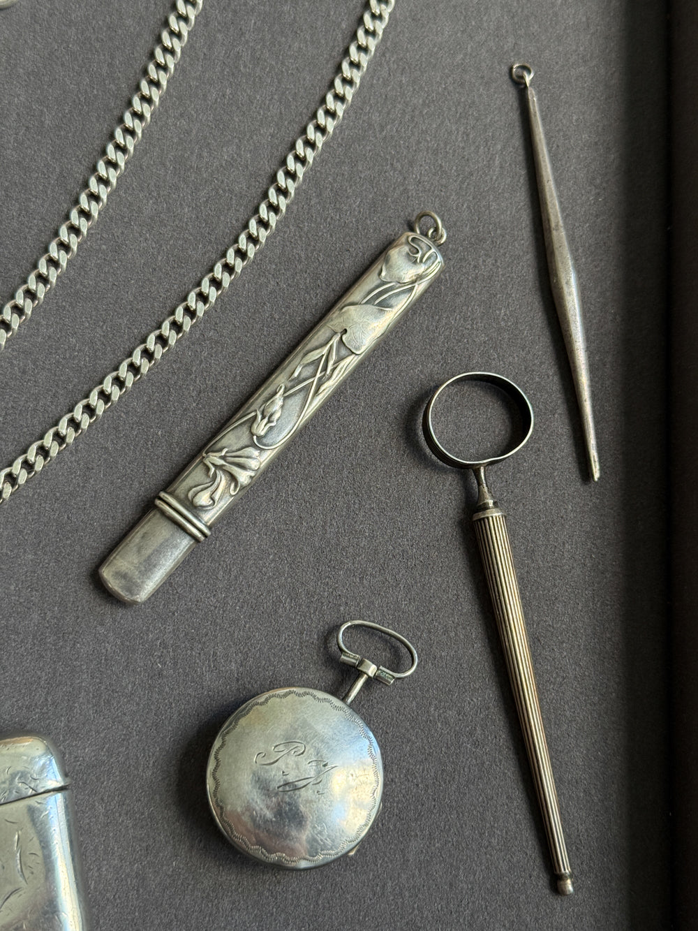 Dutch Antique Silver Awl with Screw Cover - Pendant - 3.5 inch length