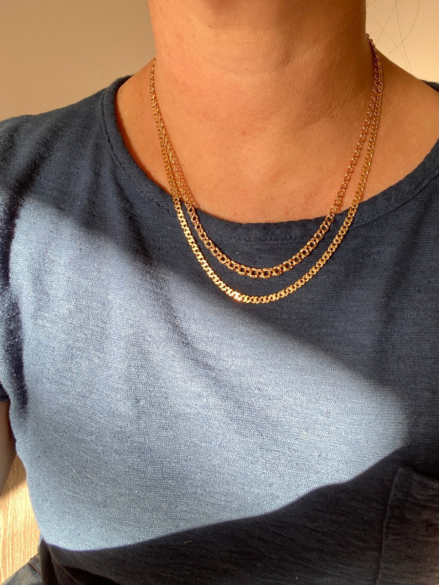 Vintage 18k gold pressed curb link necklace - 18.5 inch length