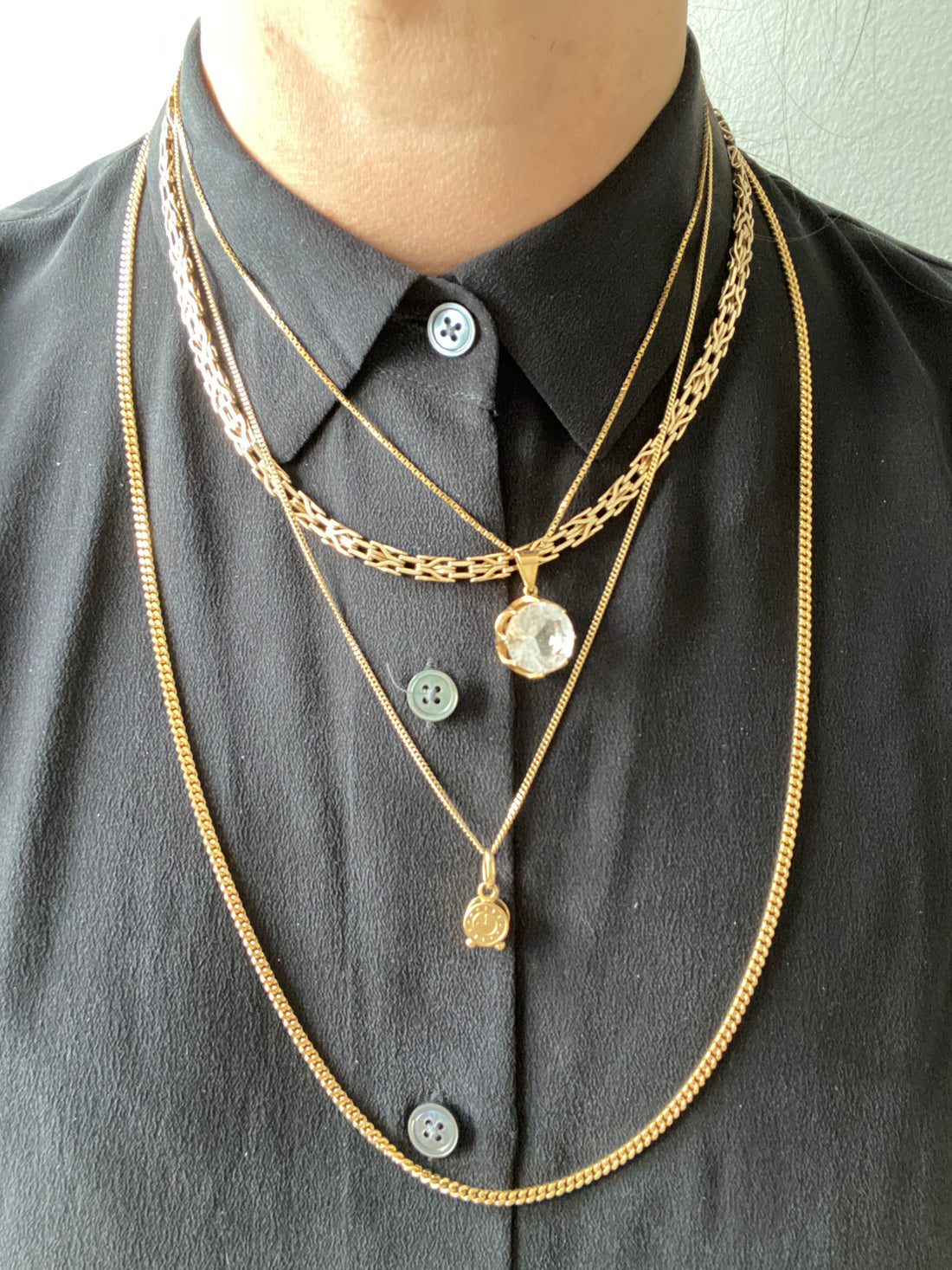 Italian vintage 18k gold curb link necklace by Balestra - 21 inch length