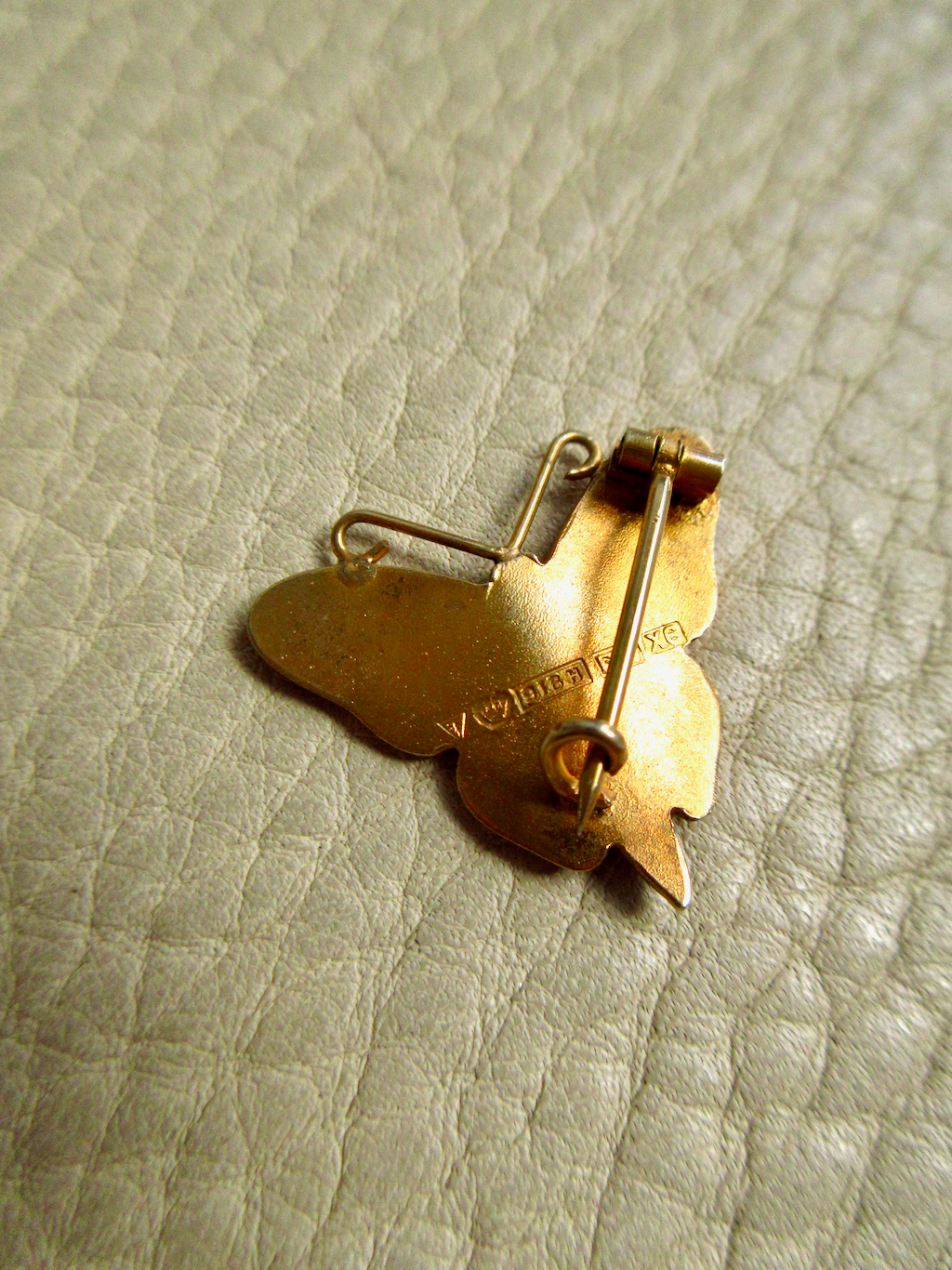1951 Gilt Silver White Enamel Butterfly Brooch by Tillander - 0.9 inch width