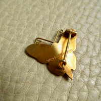 1951 Gilt Silver White Enamel Butterfly Brooch by Tillander - 0.9 inch width