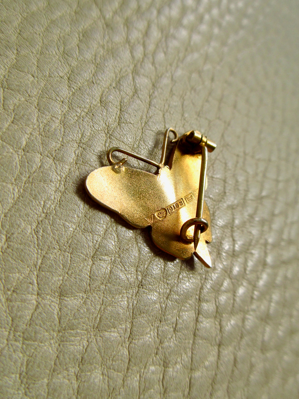 1951 Gilt Silver White Enamel Butterfly Brooch by Tillander - 0.9 inch width