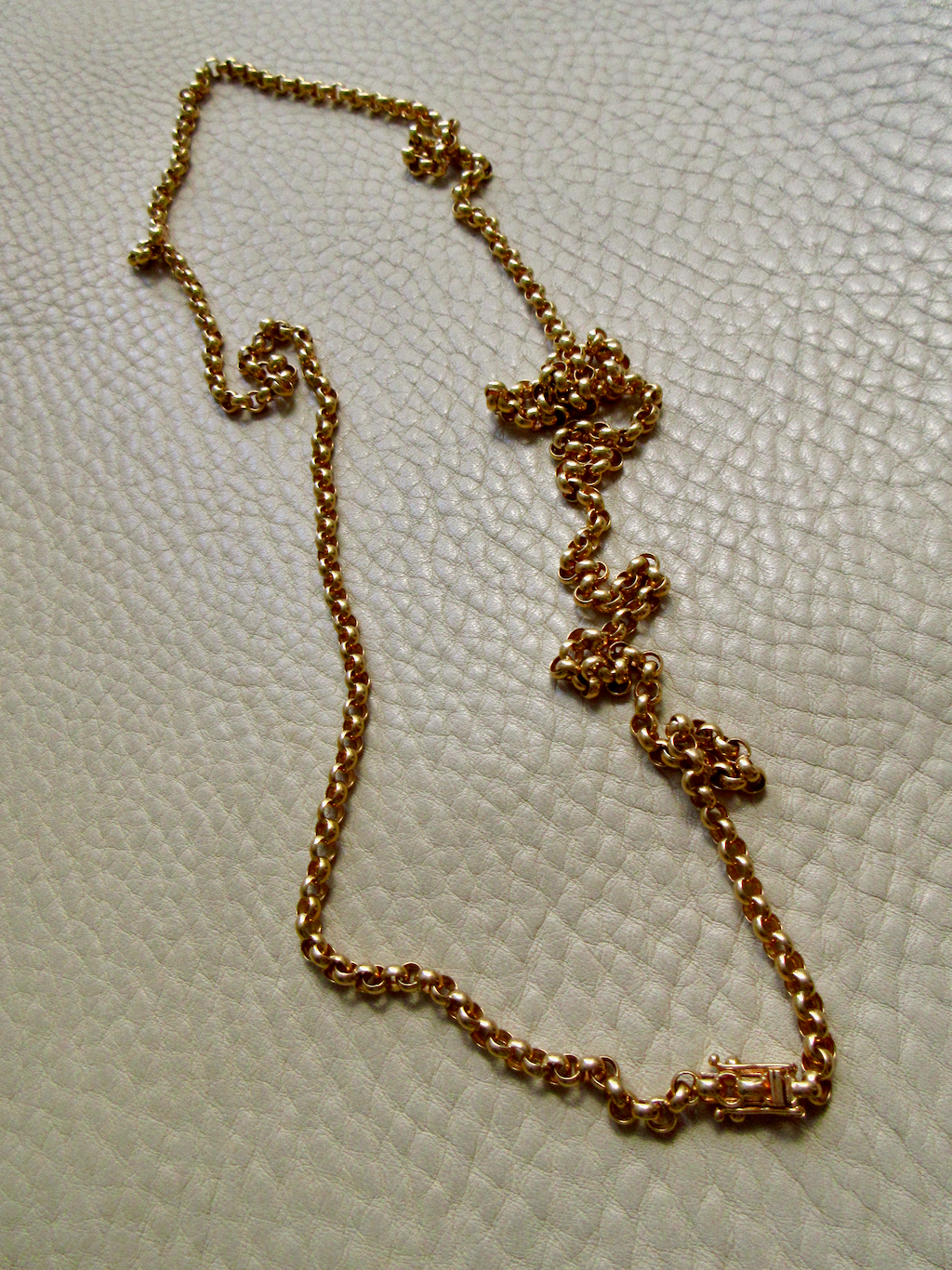1986 - Vintage 18k Gold Long Length Rolo Link Necklace -  34.7 inch length