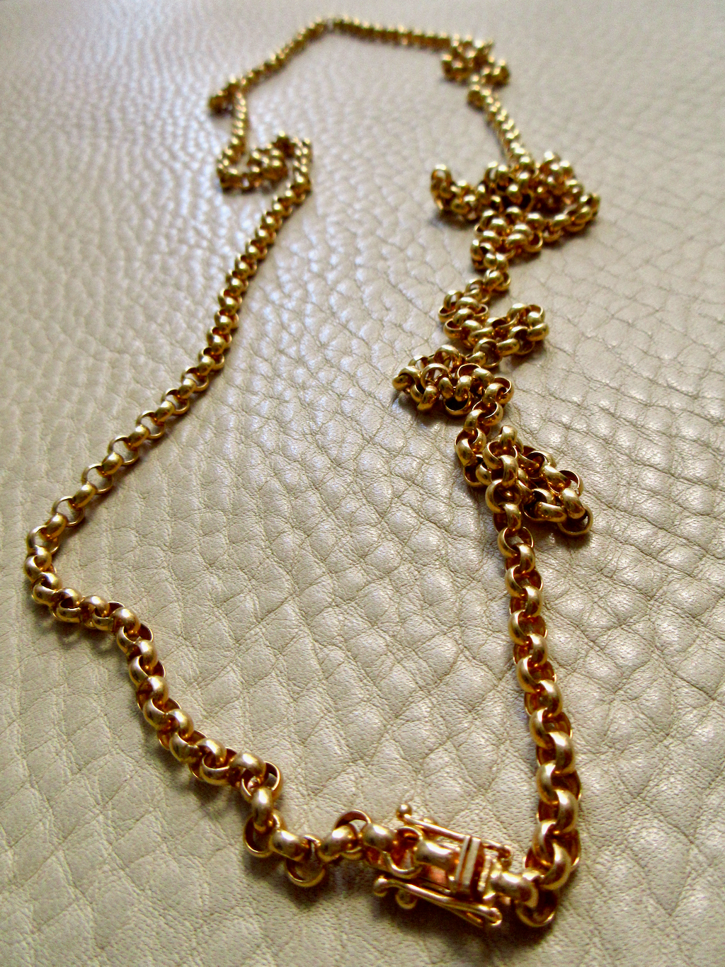 1986 - Vintage 18k Gold Long Length Rolo Link Necklace -  34.7 inch length