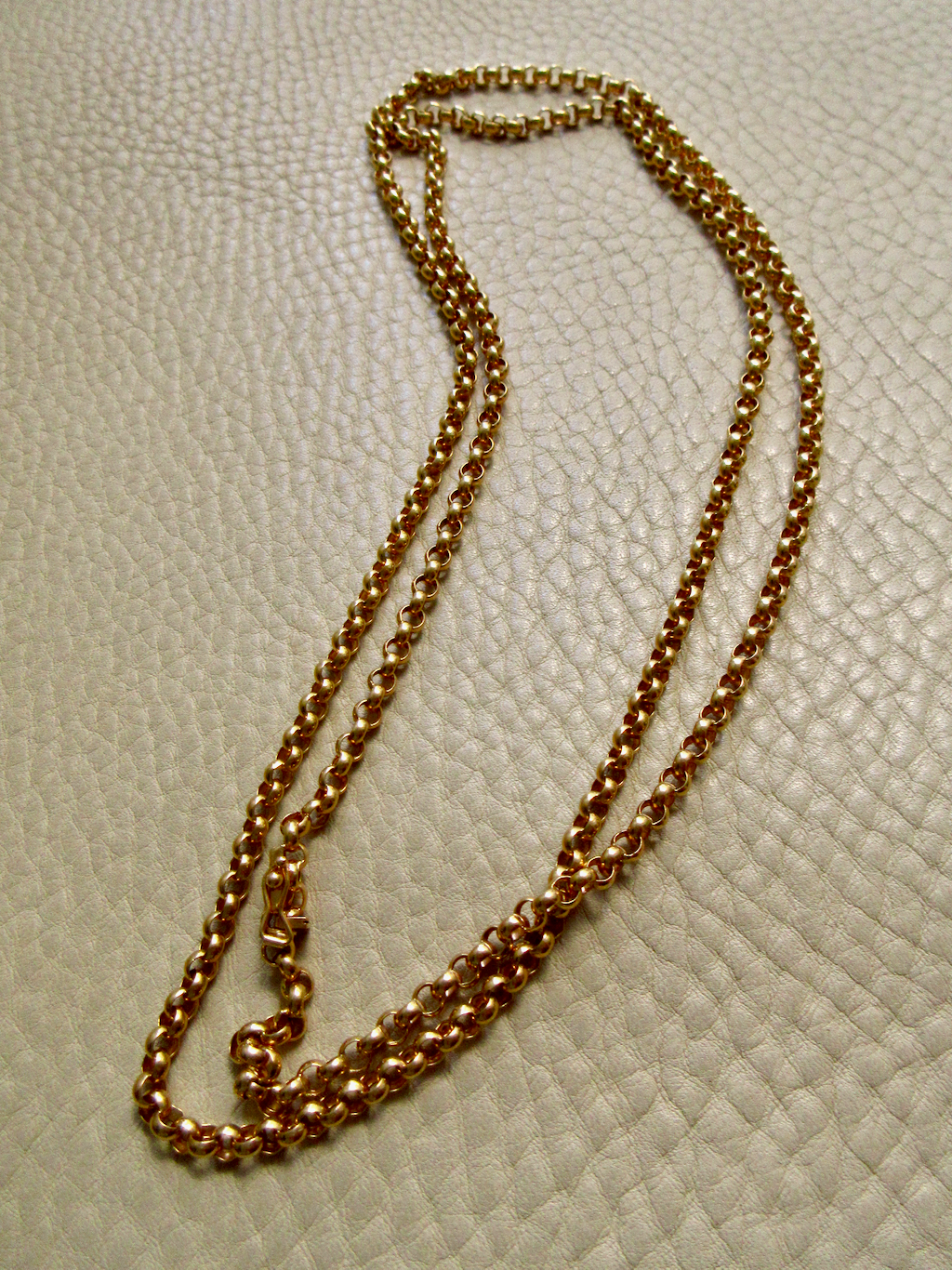 1986 - Vintage 18k Gold Long Length Rolo Link Necklace -  34.7 inch length