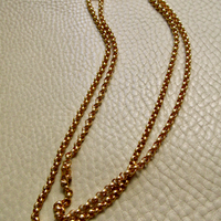 1986 - Vintage 18k Gold Long Length Rolo Link Necklace -  34.7 inch length