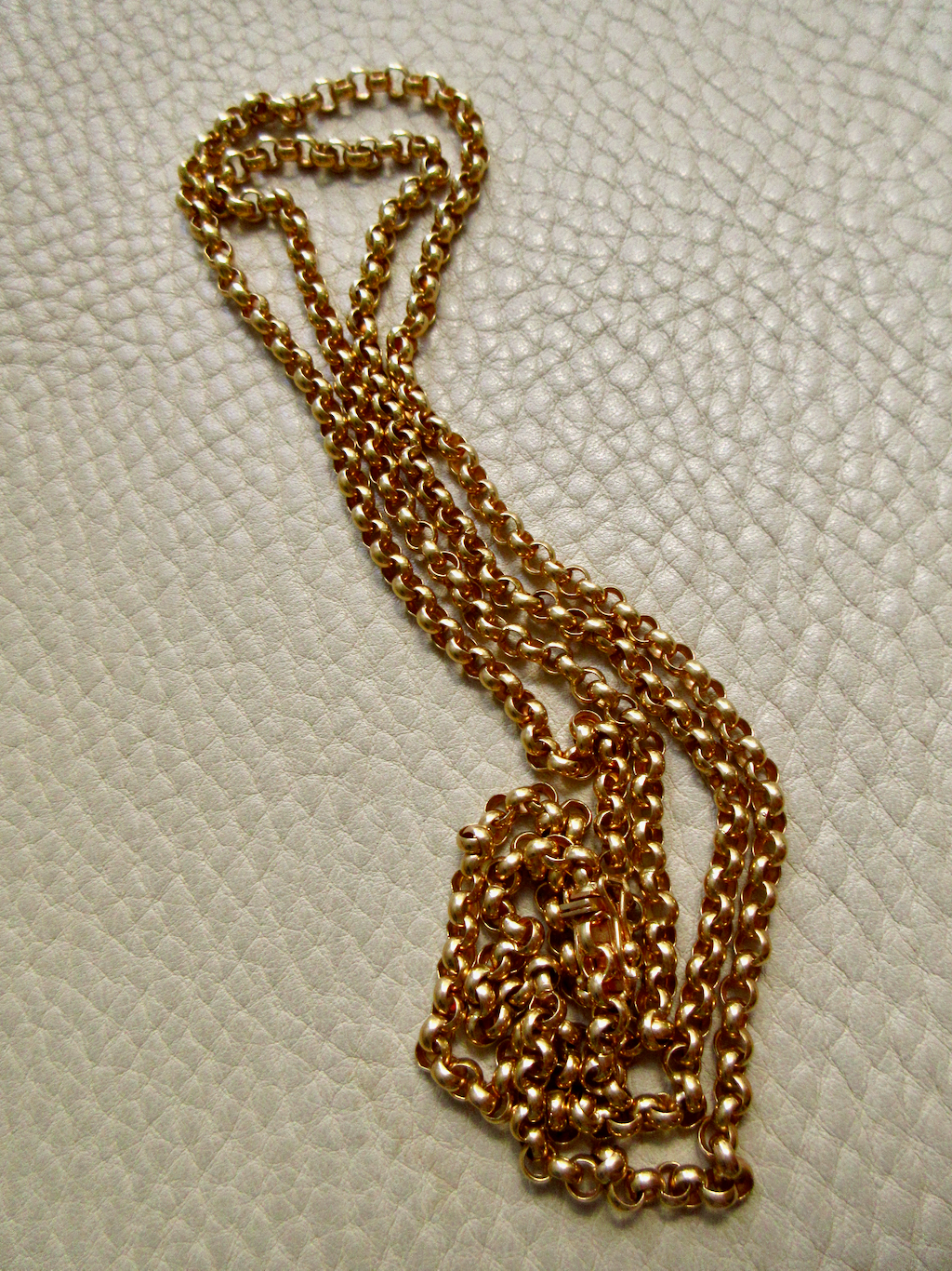 1986 - Vintage 18k Gold Long Length Rolo Link Necklace -  34.7 inch length