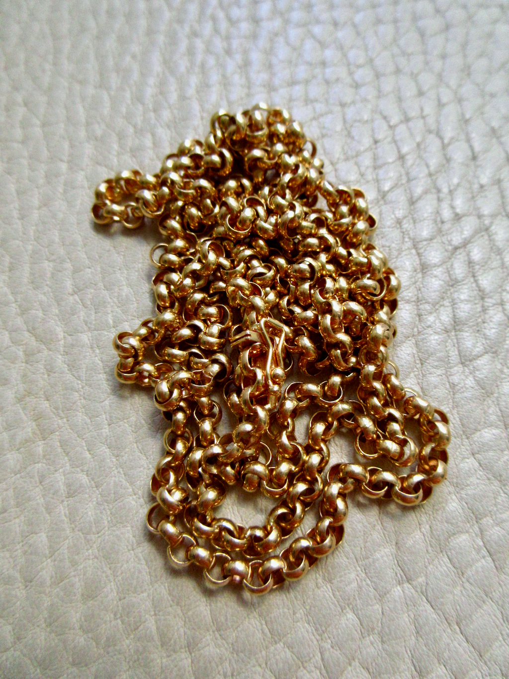 1986 - Vintage 18k Gold Long Length Rolo Link Necklace -  34.7 inch length