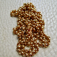 1986 - Vintage 18k Gold Long Length Rolo Link Necklace -  34.7 inch length