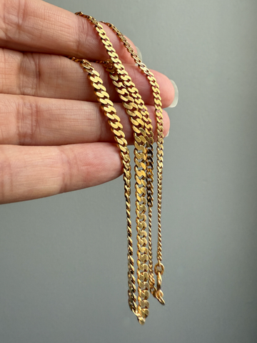 1923-1965 Swedish 18k gold pressed curb link necklace, graduated width - 17.3 inch length