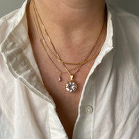 Petite 18k gold crystal pendant necklace - Vintage Swedish