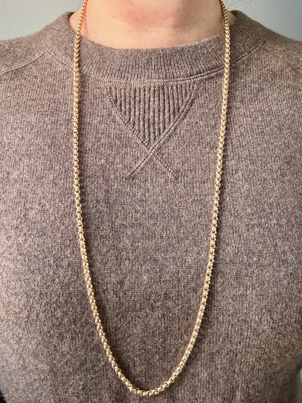1986 - Vintage 18k Gold Long Length Rolo Link Necklace -  34.7 inch length