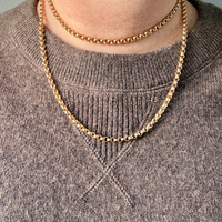 1986 - Vintage 18k Gold Long Length Rolo Link Necklace -  34.7 inch length